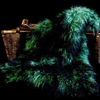 Tibet Mongolian Fur Emerald Green Throw 47W/23D Black Tips