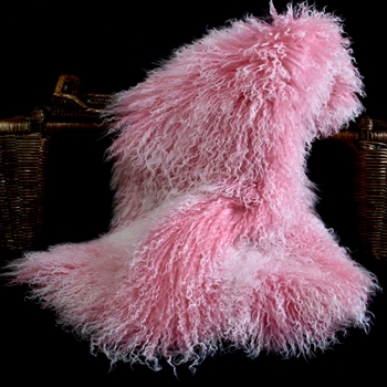 Tibet Mongolian Fur Petal Pink Throw 47W/23D