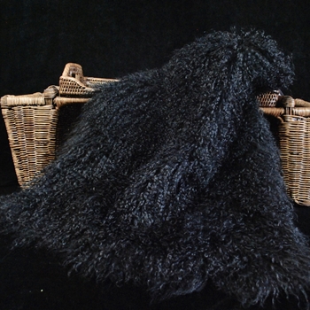 Tibet Mongolian Fur Black Throw 47W/23D