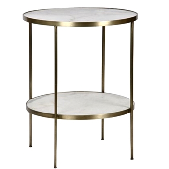 Accent Table - Rivoli White Marble 20W/30H