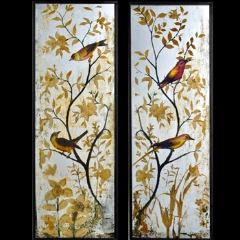 17W/47H Mirror - Chinoise Bird Panel 