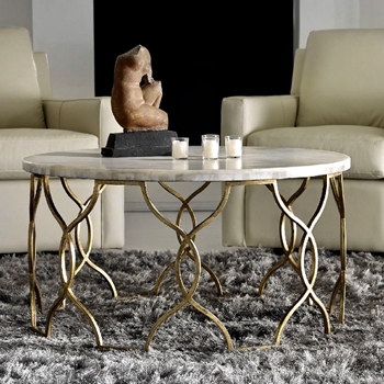 Coffee Table - Corrina Onyx Tile on Gilded Iron 36RND/20H