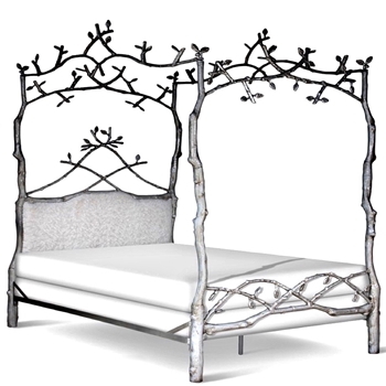 Bed - Forest Canopy Silver Upholstered Queen  61W/83D/94H 