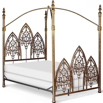 Bed - Gothic Canopy  Gold Queen  62W/86D/87H 