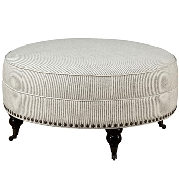 Ottoman - Bella Oyster Grey White Ticking 38W/20H Castors