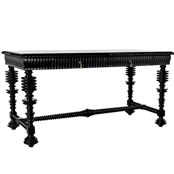 Desk - Portuguese Black 60W/28D/31H Hand Rubbed Black Solid Mahogany