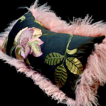 Tibet Fur Blossom with Magnolia Peony Sable Reverse Cushion 24W/12