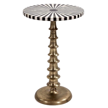 Accent Table - Pinwheel Martini 15W/24H Brass & Bone Inlay