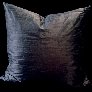 Silk Dupioni Pewter Gunmetal Cushion Euro 26SQ