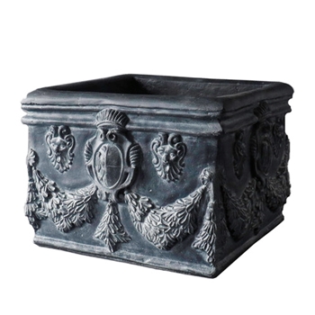 Planter - English Swag Box 15SQ/11H Dusted Black Fiberglass