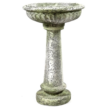 Birdbath Trish 18W/29H White Moss