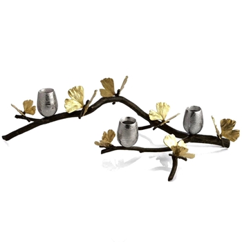 Aram Butterfly Ginkgo Candleholder Centrepiece  4CNDL 20L/12W