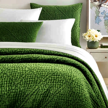 Pine Cone Hill - Parisienne Velvet Emerald Green Quilt King 110W/96L