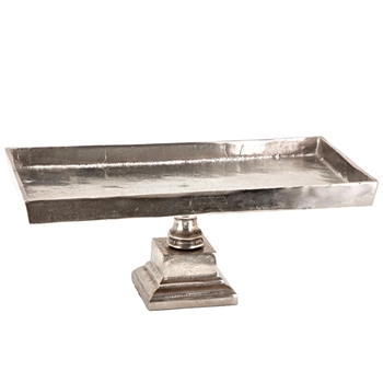 Tray - Pedestal Alston Raw Aluminium Large 17x9x7H