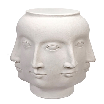 Accent Table - Multi Face White 19W/20H Fiber Cement Cast