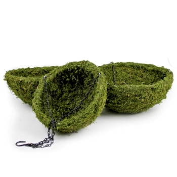 Preserved Moss Bowl Planter Hanging - Set of 3 16x8, 14x7, 12x6 - Indoor & Outdoor