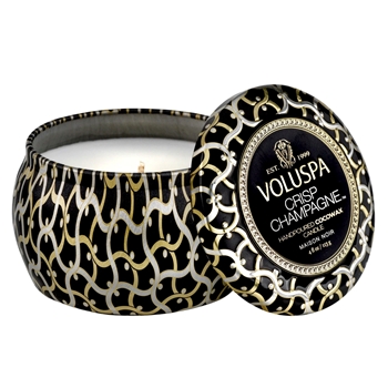 Voluspa - Maison Noir - Crisp Champagne Lidded Candle Petite Tin 4OZ, 25 Hour