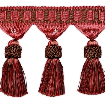 Tassel Fringe - Castle 6in Width Coral 100% Polyester - Sold per Metre