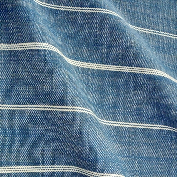 Stripe - Fritz  Denim Blue - 56W,  5in Repeat, 68% Cotton, 23% Rayon, 8% Linen - Dry Clean Only