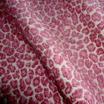 Chenille - Spots Rosa Coral Jacquard, 54in, Soft hand unbacked, 26% Polyester, 52% Rayon, 22% Cotton, 56in, 6.3V x 3.5H Repeat, 15K DR. Dry Clean Only