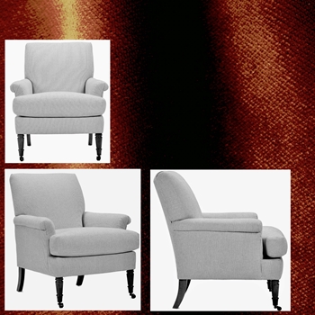 Robin Bruce Hannah Armchair Rust Velvet 31W/36D/36H - Brass Castors - 100% Polyester Velvet 70K DR, Grade CC.