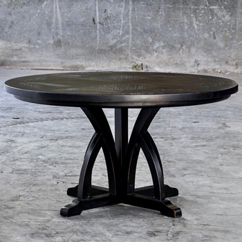 *Dining Table - Maiva Black Stained 56W/30H - Solid Mindi Wood, Veneer Top