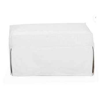 Robin Bruce - Nantucket Ottoman Slipcovered - Crisp White Cotton 32W/25D/18H