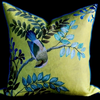 Designers Guild Cushion - Porcelaine de Chine Alchemilla Linen 22in SQ - Luxurious Down Insert