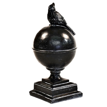 Finial Bird/Globe 9W/20H Dusted Black Fiberglass