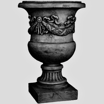 Urn - Giardino 17W/24H - Base 10in SQ  - 18LB Fiberglass Dusted Black