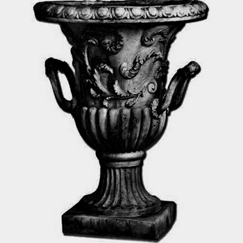 Urn - Handled 22W/30H - Base 12x12in - Inside 17in 23LB  Dusted Black Fiberglass