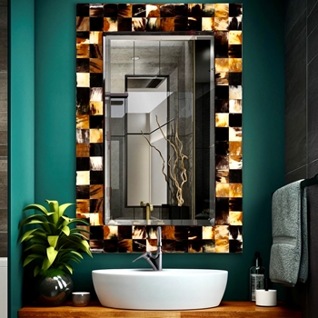 24W/35H Mirror - Elias Horn Tile Mozaic Inlay