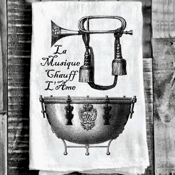 Tea Towel - Musique Trumpet Flour Sack 27in SQ