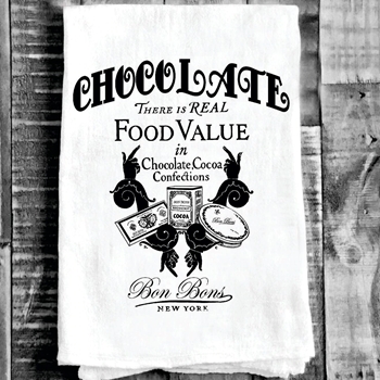 Tea Towel - Chocolate Bon Bons Flour Sack 27in SQ