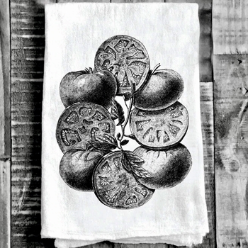 Tea Towel - Sliced Tomatoes Flour Sack 27in SQ