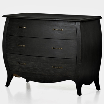 Dresser Chest - Antoinette 3 Draw Distressed Black - Oak Solids & Veneers 43W/20D/34H 