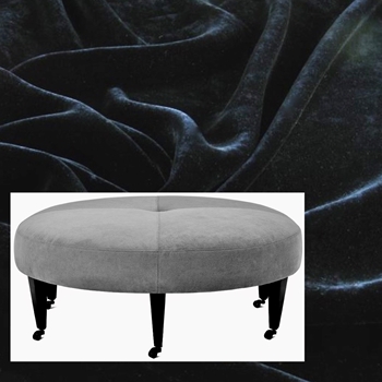 Robin Bruce - Circ Ottoman Miter Black Velvet 36in Round 6 Leg Castor - 100% Polyester Velvet 70K DR, Grade CC.Available special order in all CKD Fabrics