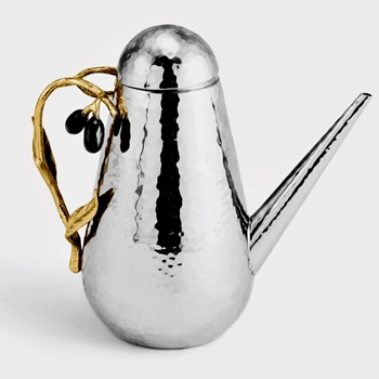 Aram Olive Branch Cruet Stainless Steel & Brass 4x6in 18.5OZ