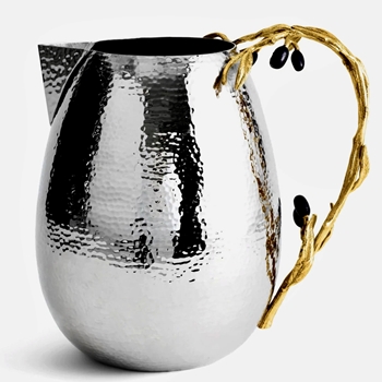 Aram Olive Branch Stainless Steel & Brass Pitcher 84OZ - 4W/9H