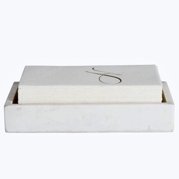 Lothantique - Belle de Provence Marble Napkin Caddy 8x4.4x1.5in White