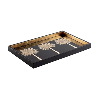 Tray - Grand Palms Lacquer Black & Gold 14L/9W