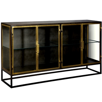 *Console - Stein Large Black Metal Brass Detail 4Door 72W/14D/36H
