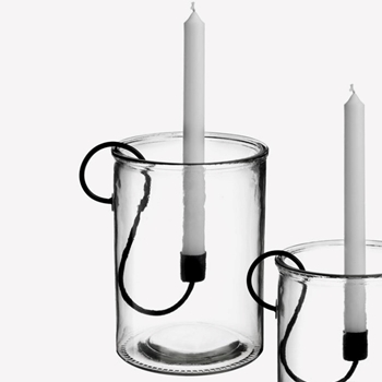 Candle Hurricane for Taper - Glass & Black Iron 6W/8H 