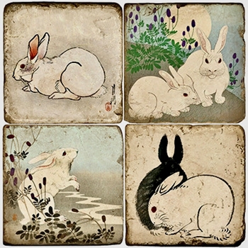 Coaster - Tumbled Marble Set4 - Year of the Rabbit 