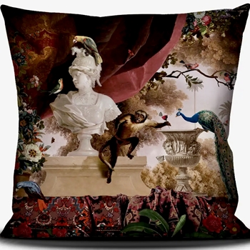 Voglio Bene France - Velvet Cushion Oriental Garden 20SQ - Synthetic Down Insert