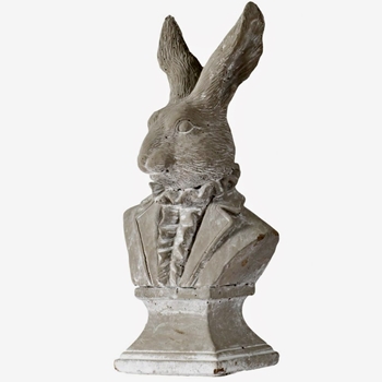 Rabbit Bust - Grey Cement 5W/11H