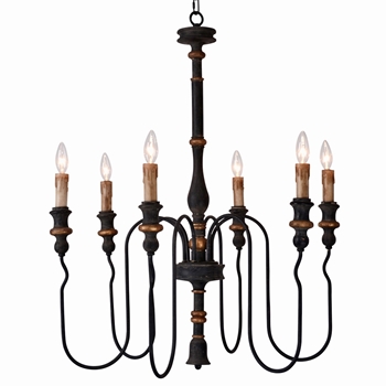 Chandelier - Ayako Antique Black & Gold 6 Arm E12 28W/33H