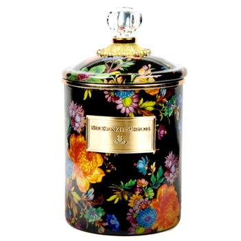 Flower Market Black Canister Medium 48OZ 5W/9H