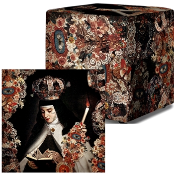 Voglio Bene France - Velvet Pouf 16in Cube Prayer