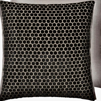 Designers Guild Cushion - Jabot Noir Cut Velvet 22SQ. Luxurious Down Insert.